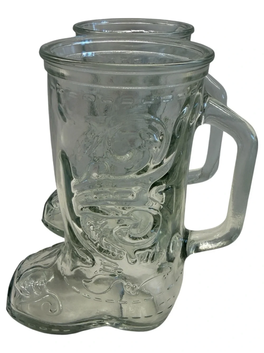 Vintage Cowboy Boot Glass Mugs Set Western Barware Ranch Decor Cowboy Cups Texas